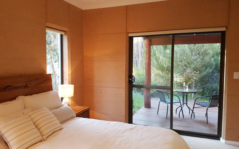 Jarrah Grove Forest Retreat Bedroom and Outside Deck